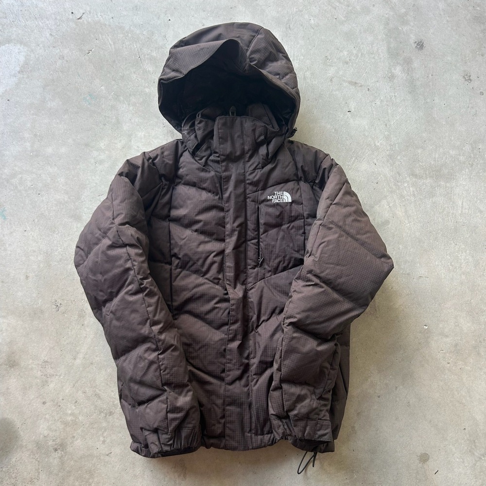 The North Face Womens Brown Down Puffer Jacket Ripstop Hooded Size M